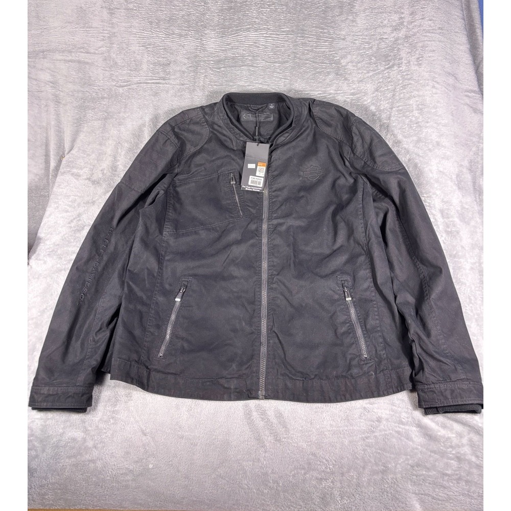 NWT Harley-Davidson Motorcycle Jacket Mens 3XL Black Waxed Elbow Patches